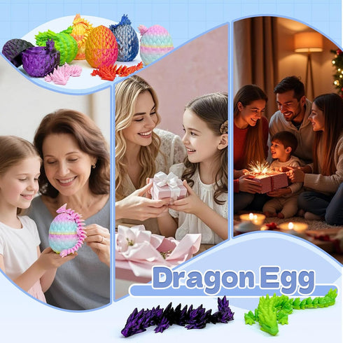 Aesinos 3D (32PCS) Printed Dragon Eggs with Dragon Inside,Articulated Crystal Dragon in Egg,Easter Basket Stuffers