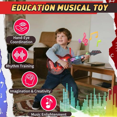 Drmukie 3 21 Inches 4 3 4 5 Kids Guitar Toy for Year Old Boy Gift Electric Guitars with Strings for Toddlers Light Up