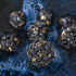 Metal DND Dice Set - Unique Round Hollow Orb Design for Better Rolling - Cthulhu Metal Dice for RPG (Black Gold)