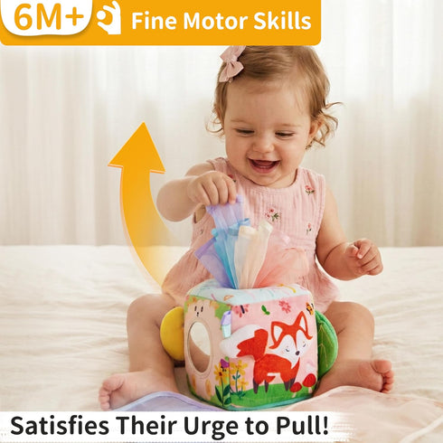 612 Yeeeasy Baby Tissue Box Toy, Montessori Sensory Toy for Babies Months, Infant Early Learning Toy with Mirror