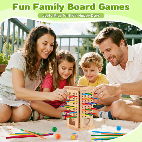 WhimsiPlay 42 3 4 5 6 4-6, 3 Montessori Wooden Board Games, Colorful Sticks Math Learning Toys for Year Olds, Board