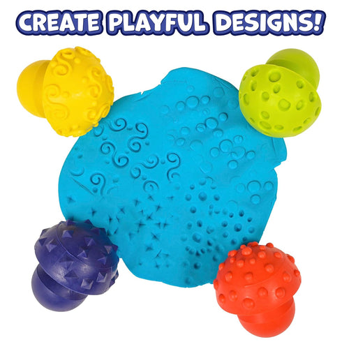 2 Set 4 Ready Learn Paint & Dough Mushroom Stampers - of Textures - Playdough Accessories - Easy-Grip Art Supplies
