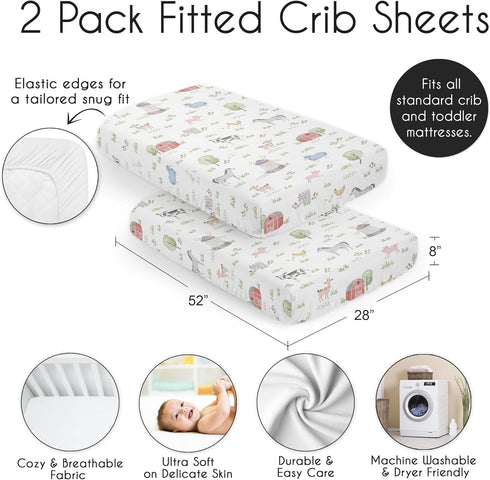 2-Piece Set Country, Sweet Jojo Designs Baby Crib Sheets (Farm Animals) for Boys or Girls, Infant Nursery, Toddler Room