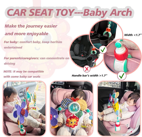 Baby Activity Arch Toy Bar for Stroller, Bassinets and Car Seat, Adjustable Crib Toys Hanging Attachment, Sensory