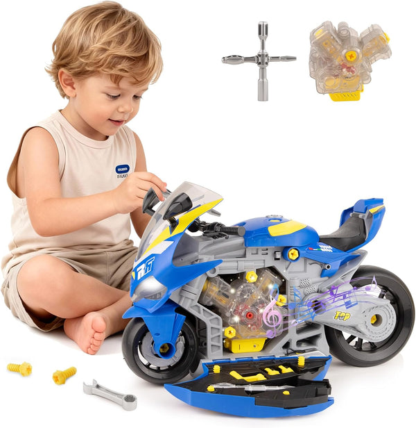 ZHYLLO Take Apart Motorcycle Toy for Kids 3-5, Mechanic Toy DIY Repair Set