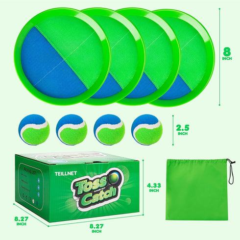 TEILLNET Set 3 4 5 6 7 8 9 10 11 12+ Toss and Catch Ball Upgraded - Kids Toys Beach Toys Baseball Games - Sturdy