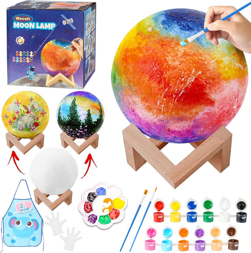 Paint Your Own Moon Lamp Kit, DIY 3D Moon Light, Galaxy Lamp, Arts & Crafts Kit for Teens Boys Girls, Birthday Gifts