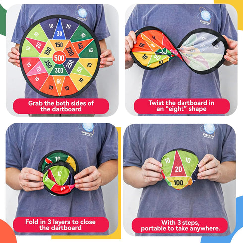 BELLOCHIDDO 14" Dart Board for Kids, Dart Game for 3-10 Years Old with 8 Sticky Balls, Indoor Outdoor Party Toys