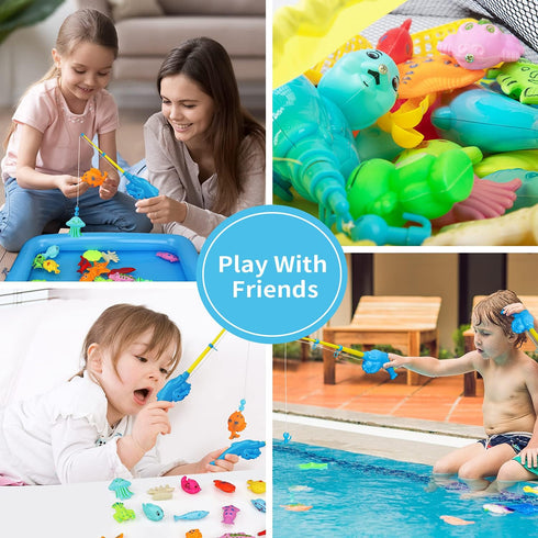 2-Player 3-5 Set TOY Life Magnetic Fishing Game for Kids - Toddler Fishing Pole with Fish Toys - Bath & Pool Toys
