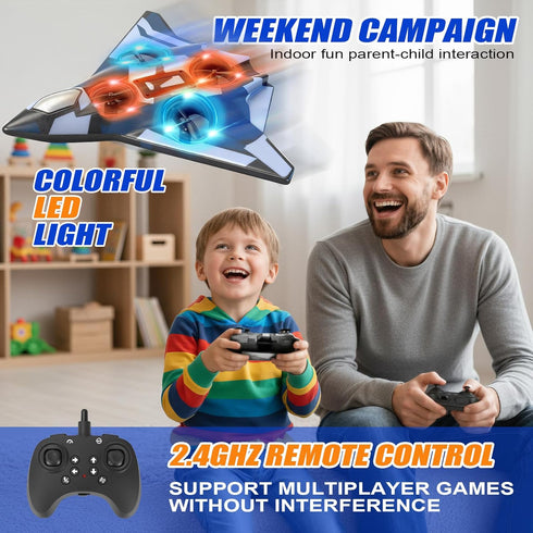 ZzzMgzzZ 360 3+ Foam Remote Control Airplanes for Kids & Adults | RC Fighter Jet with Light, Flip Fighter Jet Toys