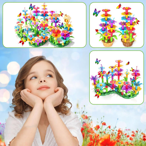 102Pcs Flower Garden Building Toys for Girls Age 3-7, Upgrade DIY Stacking Toys, STEM Educational Toddler Toys