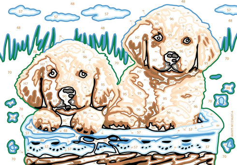 Ravensburger CreArt Cute Puppies Paint by Numbers Kit for Kids, 24 x 18 cm, Canvas & Acrylic Paints