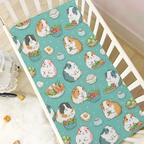 Pigsaly 27x39 Inch Crib Sheets Kawaii Guinea Pigs Baby Sheet for Standard Crib Mattress Boys Girls Toddler Bed Sheets