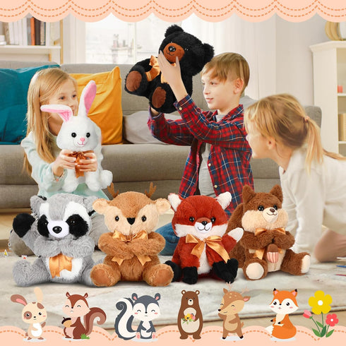 Syhood 6 Pieces Woodland Stuffed Animal Set - 11.8 Inch Plush Woodland Toy for Baby Shower, Animal Themed Parties,