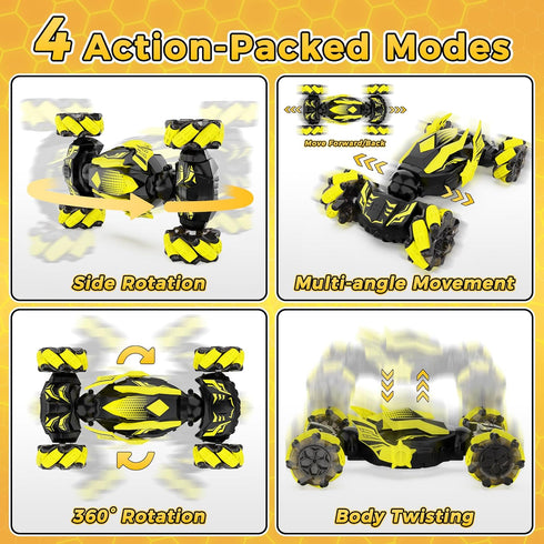 6-12 2.4GHz 4WD 360 6-12 Gesture Sensing RC Stunt Car, Toys for Years Old Boys, Hand Controlled Remote Controlled Car