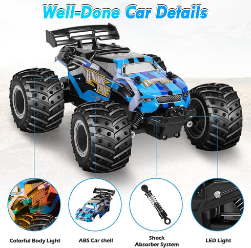 2.4Ghz 20 2 Remote Control Car, Remote Control Truck, All Terrain Off-Road Monster Truck, KM/H Rc Cars with LED