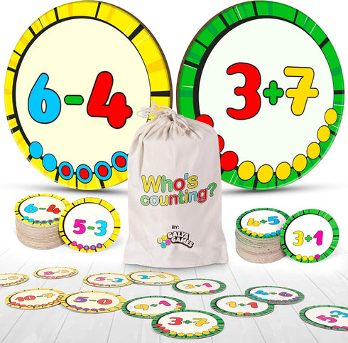 Active Learning Who’s Counting Game - 81 Oversized Number Cards for Addition Subtraction, Multiuse Games for Ages 3-5+