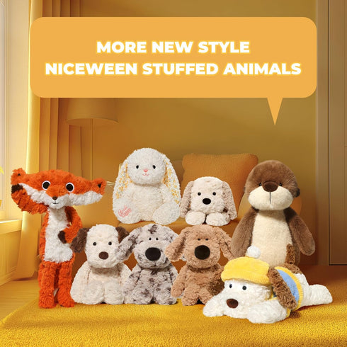 16.5 inches Stuffed Animals Adorable Dog Plush Toys Soft and Comfort Maltese Dog Plush Toy Gift for Kids, Beige/Grey