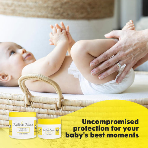 La Petite Creme Organic Diaper Balm (1 oz) - Gentle & Safe Healing Diaper Cream - USDA Certified Organic Baby Lotion