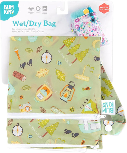 Bumkins Waterproof Wet Dry Bag for Baby, Travel, Swim Suit, Cloth Diapers, Reusable Zip Packing Pouch