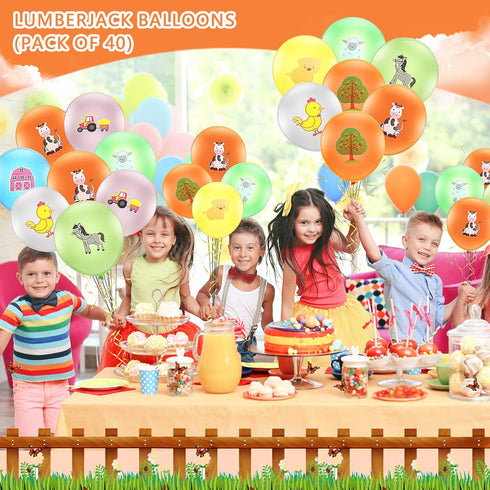 Gejoy 40 Pcs Farm Animal Balloons - 12 Inch Chicken, Cow, Pig, Sheep Latex Balloons for Kids Birthday Party Decorations