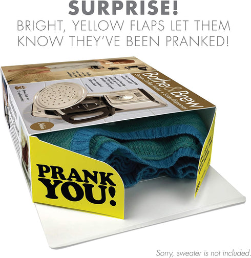 Prank-O Bathe & Brew Gag Gift Empty Box, Funny Fake Gift Box for Birthday Presents, Holidays, Parties
