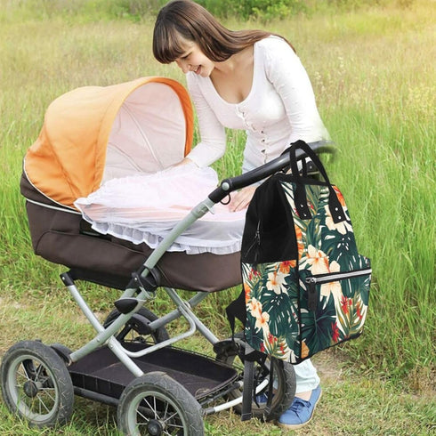 HCBPWVQA Summer Backpack Daypacks Backpack Mommy Tropical Hawaiian Flower Palm Leaves Diaper Bag with Changing Pad