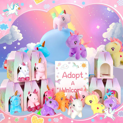 Yoloodayy 37 12 12 12 1 Pcs Adopt A Unicorn Party Favors Include Mini Unicorns Stuffed Animals Foldable Paper Boxes