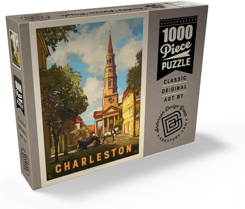 MyPuzzle Charleston, South Carolina - St Philip's Church Vintage Poster, Premium 1000 Piece Jigsaw Puzzle