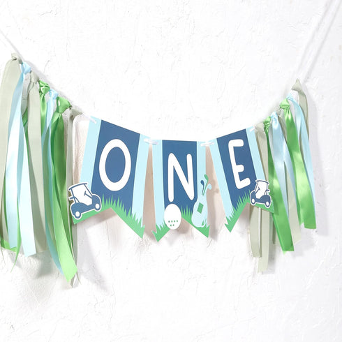 UOAOU 1st 1st Golf One Birthday High Chair Banner - Golf Birthday Decorations,Boy High Chair,Hole In One First