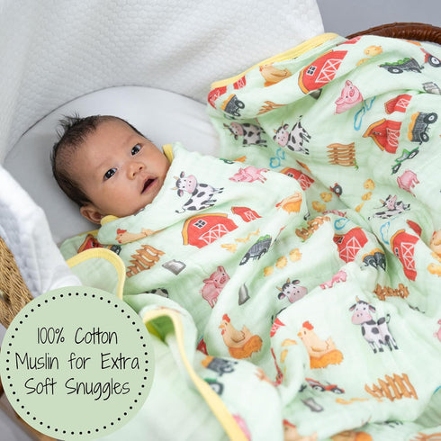 100% 6 47"x 47" LollyBanks Muslin Baby Blanket Cotton, Muslin Quilt Lightweight, Layers Soft Blanket Neutral, Toddler
