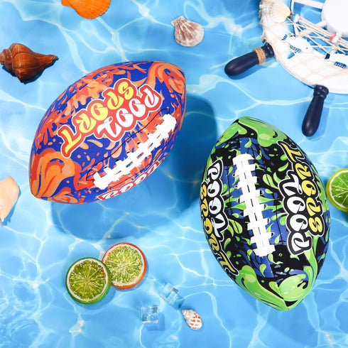 2 Pieces Waterproof Water Football for Kids, 9 Inch Beach Football for Pool Game, Dark Blue and Orange