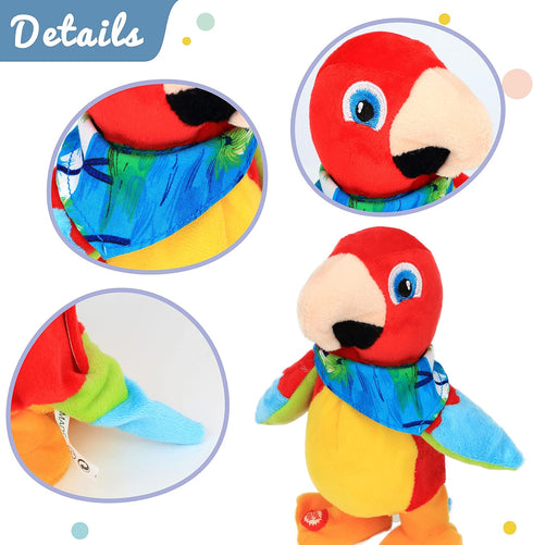 Hopearl Talking Parrot Toy - Repeats What You Say, Walking Electric Interactive Animated Plush Buddy for Toddlers
