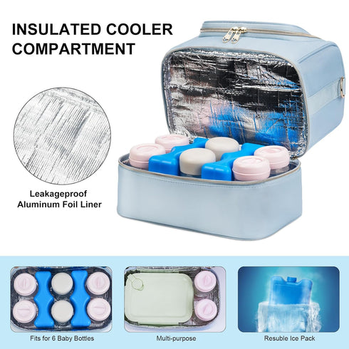 Jaffzora Willow/Eufy/Elvie/Momcozy M5/S12 Pack Wearable Breast Pump Bag with Cooler Compartment Fits for Pro/Medela