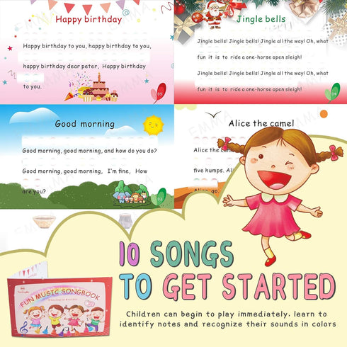 Hand Bells - 8 Note Musical Handbells Set with 10 Songbook, Percussion Instrument for Toddlers and Children