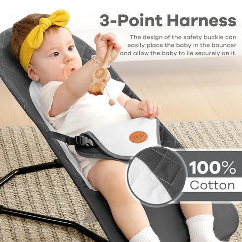 0-18 100% 3 HKAI Baby Bouncer, Portable Baby Bouncer Seat for Babies Months, Cotton Fabrics, Modes of use with Rocker