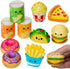 Mini Squish Fast Food Toys, 10 Pack Assorted Designs, Slow-Rise Stress Relief Toys for Kids, Party Favors for Boys &