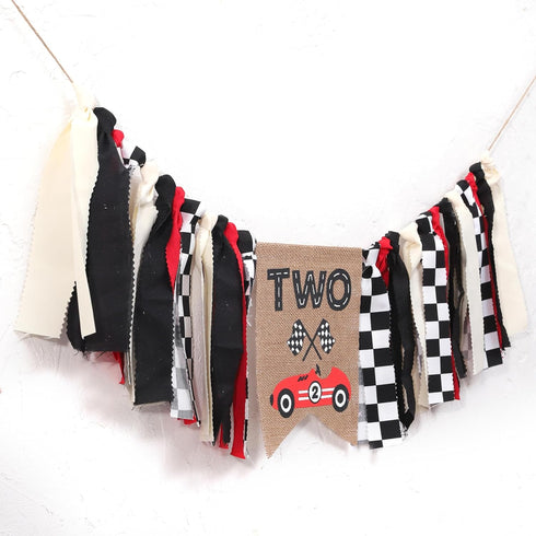 TUTOTU 2nd Two Fast High Chair Banner - Racing Two Birthday Party Decorations,Racing Two Birthday Highchair,Two Fast