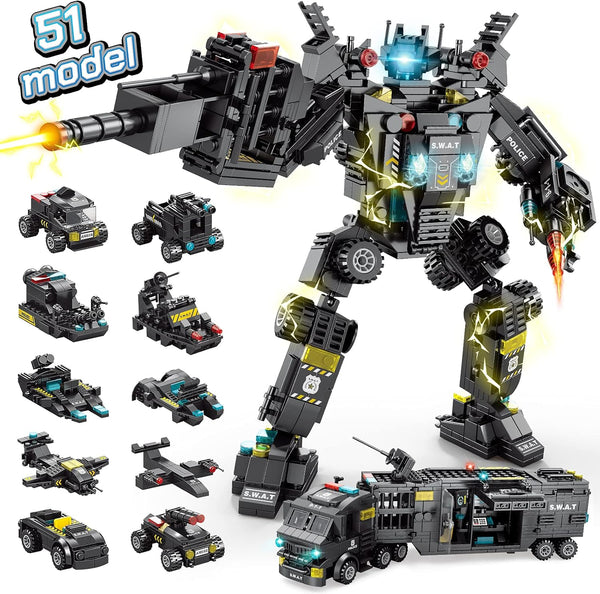 HISTOYE 51-in-1 Robot Building Kit, STEM Erector Set for Kids 8-12, Engineering Construction Toys Gifts