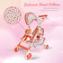 Double Doll Stroller for Baby Dolls, Floral Tandem Play Toy Stroller for 4-8 Year Old Girls