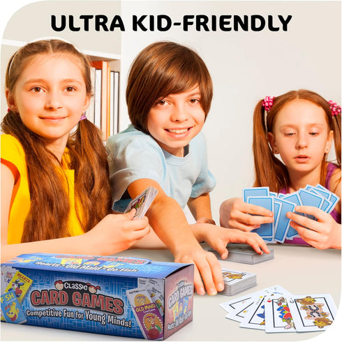 Srenta 12 Pack Kids Card Games - Classic Games for Ages 4-9, Includes Hearts, Go Fish, & Old Maid for Family Game Night