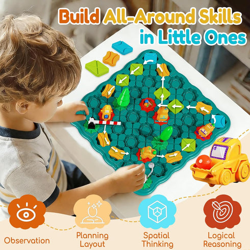 3 4 5 6 7 8 STEM Board Games Kids Toys, Maze Brain Teaser Puzzles Learning Games, Logic Road Track Building Blocks