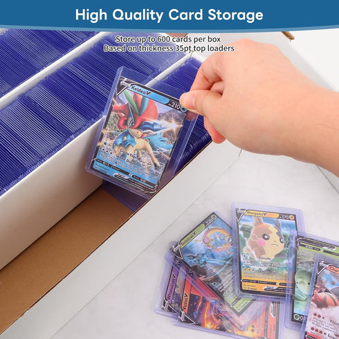 6 Pack 2340 Count Trading Card Storage Box, White Sports Card Organizer for Storing, Protecting and Organizing Soccer