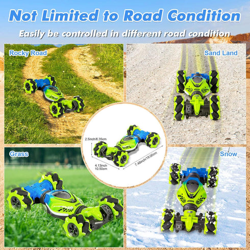Gesture RC Car, 2.4GHz 4WD Gesture Sensing Stunt Car Toys for 6-12 yr Boys Girls, Offroad 360° Rotation with Lights