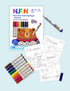NuFun Activities Mess Free Coloring Set - Animals of The Alphabet, Kids Create No Mess Wonders with Special Coloring Paper, Gift for Toddlers and Kids, 26 Preprinted Pages and 8 Markers by NuFun Activities