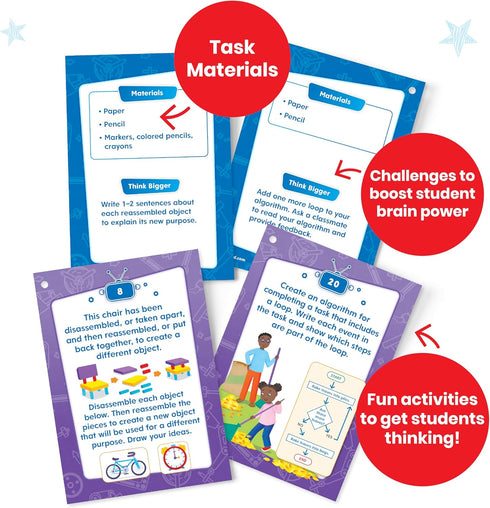 hand2mind 8-12, Programming Coding & Robotics Intermediate Task Cards, Coding for Kids Computer & Technology Toys