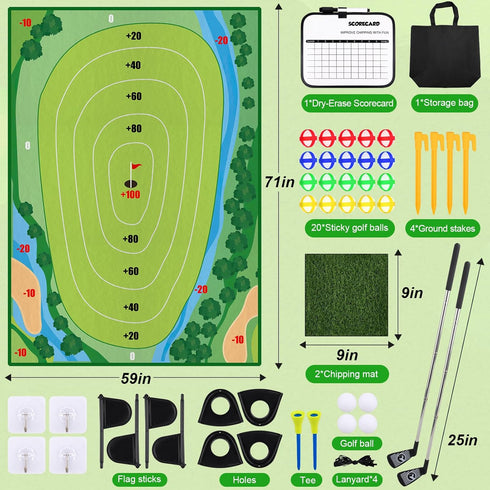 Golf Chipping Game, Battle Royale Indoor Sticky Golf for Kids Outdoor Games, Green