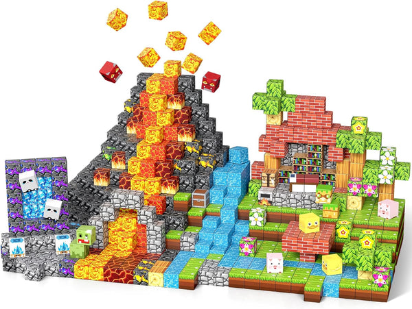 EWED 200PCS Magnetic Blocks - Easter Toys for Kids, Magnetic Building Blocks Cubes