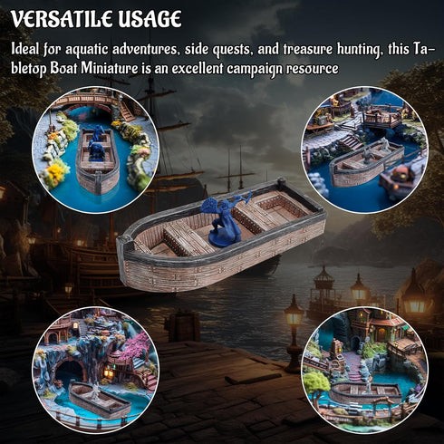 28mm CZYY DND Skiff Miniature Hand-Painted Resin Medieval Row Boat Fantasy Tabletop RPG Scatter Terrain for Wargames