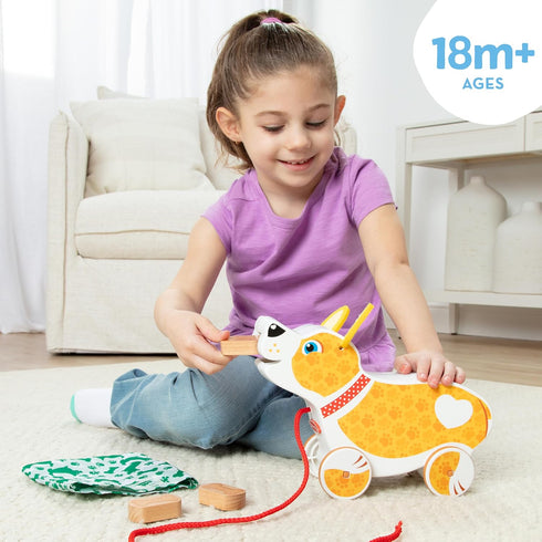 Set 3+ Melissa & Doug Feed, Walk & Poo Pup Wooden Preschool Pull Toy Play Ages - FSC Certified